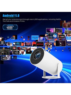 Telefonu Için Mini Projektör 4K Akıllı Projektör Android 11'i Destekler (HY300PRO)