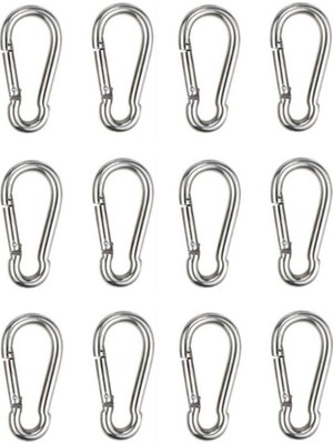 12 Adet M6 Karabina Kanca - Ağır Hizmet Tipi 304 Paslanmaz Çelik Geçmeli Kanca, Carabiner Anahtarlık Klipsleri Açık, Kamp, Yürüyüş Için
