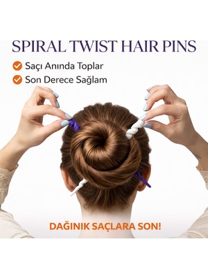 Yapı3D Spiral Saç Tokası 2’li Set (Siyah + Beyaz) 17 cm | Topuz Sabitleyici Saç Pimi | Sert Plastik Dayanıklı Saç Tokası | Pratik Saç Toplama Aparatı