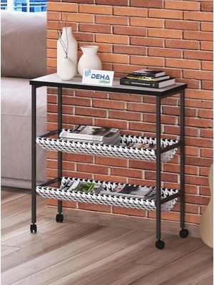 Dergilik Kumaş Raflı Çanta Gazetelik Kitaplık Çok Amaçlı Koltuk Yan Sehpa Sunumluk