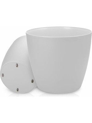 Home Beyaz Tekerlekli Saksı 48 Litre Büyük Saksı Geniş Hacimli Tekerlekli Saksı Beyaz 40 cm Beyaz