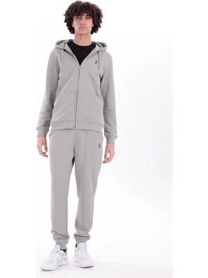 Piero Perla Kapüşonlu Regular Fit Önü Fermuarlı Açık Gri Hırka