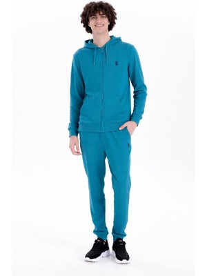 Piero Perla Kapüşonlu Regular Fit Önü Fermuarlı Kobalt Hırka