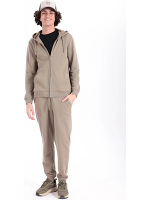 Piero Perla Kapüşonlu Regular Fit Önü Fermuarlı Haki Hırka