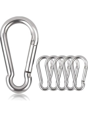Alaşım Çelik, Anahtarlık, Karabina Kanca, 80 mm x Φ8 Mm, 250 Kg'a Kadar Taşıma Kapasitesi, Galvanizli (6 Adet)