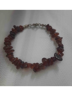 Shine Elagance Doğaltaş Lal Garnet Kırık Kesim Kapamaları Çelik Kadın Bileklik Hediyelik