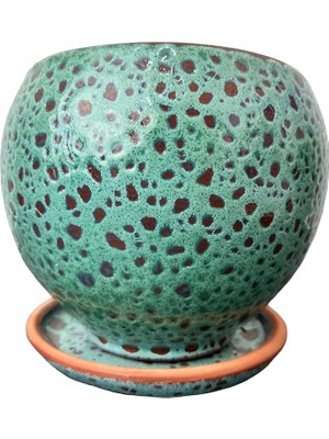 Tasarımı Ev Dekorasyon Turkuaz Şekilli Artistik Çift Sırlı Iç ve Dış Mekan Kullanımlı Tabaklı Toprak Terrakota Saksı Saksılık Salon Çiçeklik