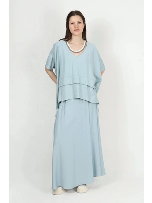 Des Concept Kadın V Yaka Katmanlı Asimetrik Bluz