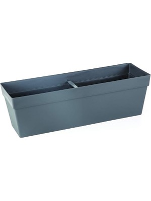 YB02 Yalı Balkon Saksı Drenaj Aparatlı 51,5cm, 10,8 Litre Antrasit