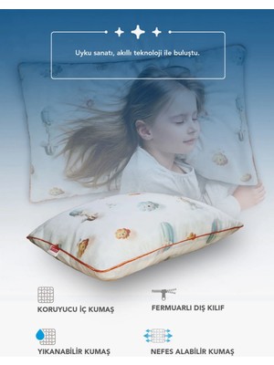Pufymax %100 Organik Pamuk Müslin Kumaşlı Çocuk Yastığı ,boyun Destek Yastığı,1.kalite Boncuk Silikon