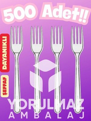 Yorulmaz Ambalaj 🍽️ 🍴 🍴 Şeffaf Plastik Çatal 500 Adet – Dayanıklı ve Hijyenik Kullan-At Çatal