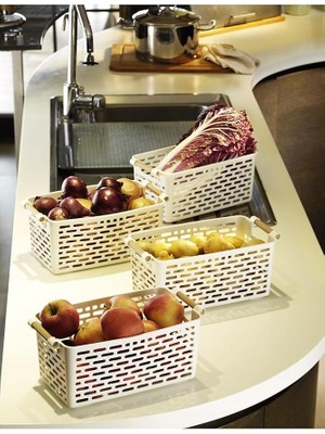 Çok Amaçlı Tutacaklı Organizer Sepet - Dolap Içi & Çekmece Düzenleyici Sepet Beyaz, 24121810018