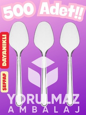 Yorulmaz Ambalaj 🥄 Şeffaf Plastik Kaşık 500 Adet – Dayanıklı, Hijyenik ve Ekonomik Kullan-At Kaşık