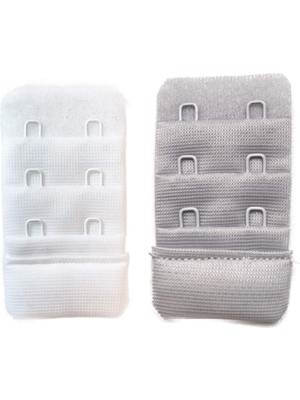 Aydogan's 2 Adet Agraf Sütyen Uzatma Kopçası 3 Sıra / 2 Kanca  Beyaz Gri