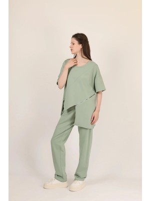 Des Concept Kadın Asimetrik Fermuarlı Pamuklu Bluz