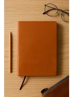 Tanıtım Defter, Noktalı Defter, Termo Deri Kapaklı Noktalı Defter, 128 Yaprak A5 Defter, Ofis ve Kırtasiye, Plan, Notebook (Taba)