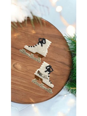 Seard Miyuki Boncuk El Yapımı Buz Pateni Broş - Yaka Iğnesi 2