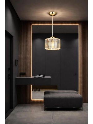 Aura Lighting Aura Lıghtıng Gold Kristal Cam Taşlı Modern Antre/hol Avizesi