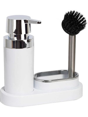 Polen Sıvı Sabunluk ve Fırça Mutfak Seti, Beyaz