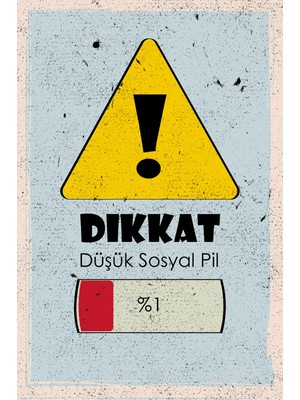 tp Retro Vintage 5 mm Ahşap Üzerine Düşük Sosyal Pil Temalı Poster Tablo 20X30 cm