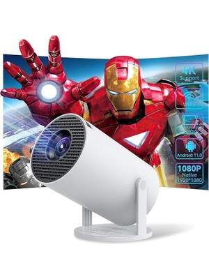 Projektör HY300 Pro - 1080P Full Hd Görüntü Kalitesi, 8000 Lümen, Uzaktan Kumanda, 5g Wifi 6 Bluetooth 5, Android 11, Otomatik Keystone, 40"-130" Ekran Projeksiyon Cihazı