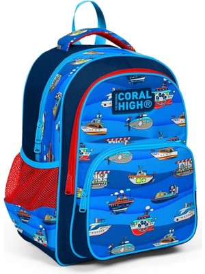 High Lacivert Mavi Gemiler Ilkokul Okul Sırt Çantası - Erkek Çocuk