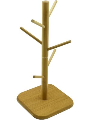 Ahşap Bambu Kupa Bardak Askısı 6'lı Stand Doğal Mutfak Tezgahı Için Kupa Standı Bardak Tutucu Modern Dekoratif Dayanıklı Kolay Kurulumlu Organizer (Kare)