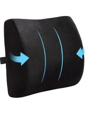 Ortopedik Visko Siyah Bel ve Sırt Minderi Yastığı Destekleyici Standart Ofis Koltuğu İçin