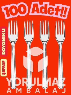 Yorulmaz Ambalaj 🍽️ 🍴 Şeffaf Kullan-At Plastik Çatal 100’LÜ – Catering ve Organizasyonlar Için