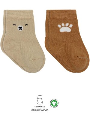 Vera Vtc Nessiworld Bear Penye Soket Çorap 2'li BS10116 Bej 965874
