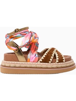 Kurt Geiger Orson Cross Scarf %100 Süet Şık ve Zarif Kadın Düz Sandalet