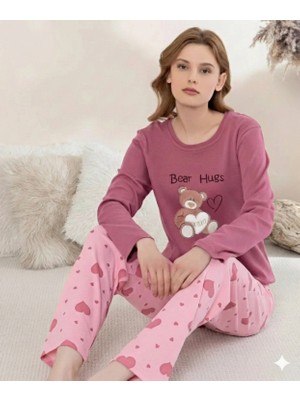 Ang Butik Boyraz 0354 Kadın Penye Uzun Kol Pijama Takımı
