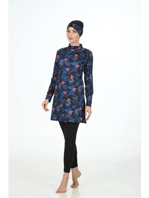 Ang Butik Fantasy 3315  Bayan Yaprak Desenli Tesettür Mayo