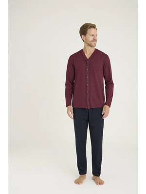 Ang Butik Kocabey 9225 Erkek V.yaka Boydan Düğmeli Pijama Takım