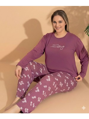 Ang Butik Boyraz ML-01244 Kadın Battal Pijama Takımı
