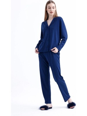 Ang Butik Espuar 775 Kadın Çizgili Penye Pijama Takımı
