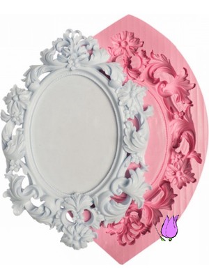 Morlalem Çiçek Yaprak Kabartmalı 43CM Büyük Çerçeve Silikon Kalıp K-030