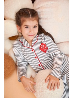 Ang Butik Pjs 28065 Çocuk Düğmeli Pijama Takım