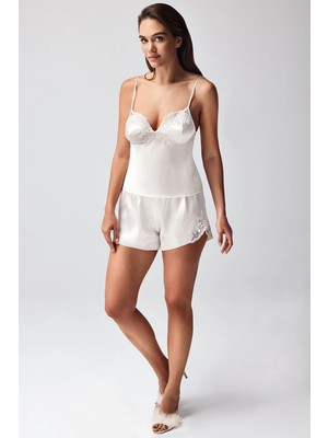 Ang Butik Freshness 9950-ŞT Saten Askılıı Şort Takımı