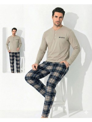 Ang Butik Boyraz 0697 Erkek Uzun Kol Penye Pijama Takımı