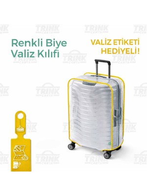 Trink Çanta Şeffaf Valiz Kılıfı ve Bavul Koruyucu Kılıf Renkli Biye ORTA * SARI *