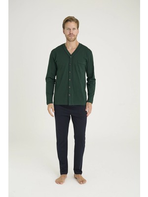 Ang Butik Kocabey 9134 Erkek  V Yaka Boydan Düğmeli Pijama Takımı