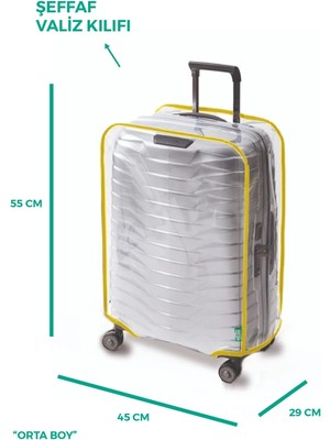 Trink Çanta Şeffaf Valiz Kılıfı Ve Bavul Koruyucu Kılıf Renkli Biye KABİN * SARI *