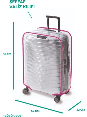 Trink Çanta Şeffaf Valiz Kılıfı Ve Bavul Koruyucu Kılıf Renkli Biye KABİN * PEMBE *