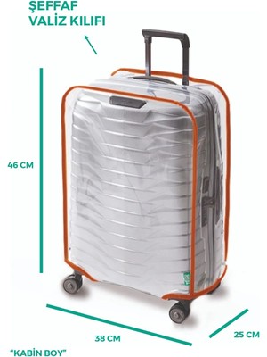 Trink Çanta Şeffaf Valiz Kılıfı Ve Bavul Koruyucu Kılıf Renkli Biye ORTA * TURUNCU *