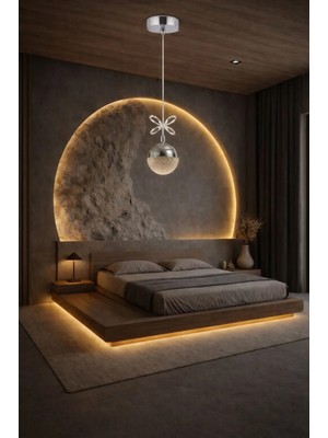 Aura Lighting Aura Lıghtıng Tekli Şeker Top Krom Sarkıt 3 Renk LED Modern Avize (Beyaz Sarı Günışığı)