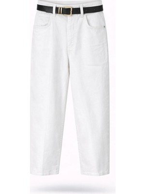 5in1Canpolat Beyaz Kemerli Baggy Jean 3010