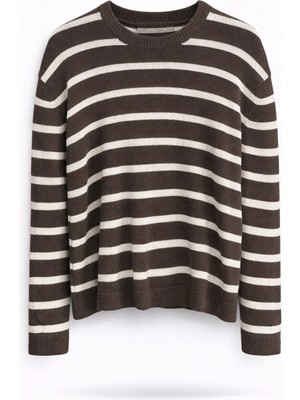 5in1Canpolat Kahverengi Çizgili Merserize Triko 261032