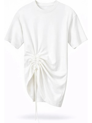 5in1Canpolat Ekru Önü Büzgülü Tişört 261025