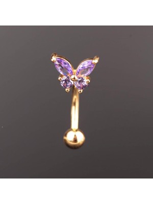 Rupen Kraft Zirkon Taşlı Kelebek Model Göbek Piercingi Kelebek Göbek Piercingi